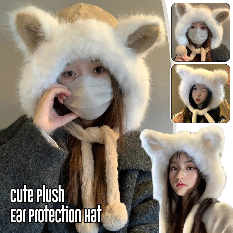 Fox Cat Ears Plush Fur Hat Winter Ear Protection Thicken  display picture 2