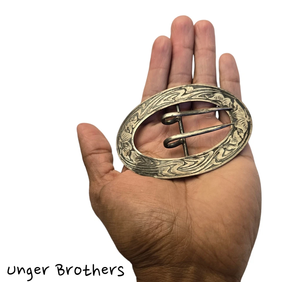 Antigua faja/cinturón de plata esterlina Art Nouveau firmada Unger Brothers Foto 2 de 4