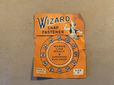 Vintage NOS Wizard Snap Fastener Clothing Repair Collectible Sewing Handmade USA