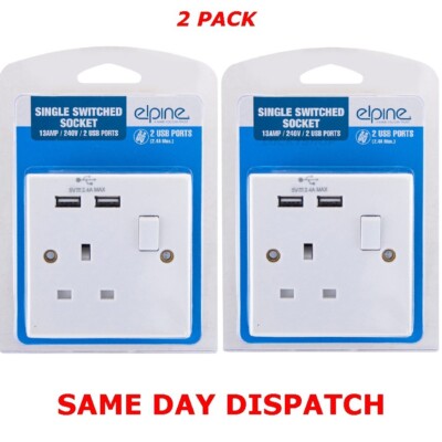 2x Einzel Wandstecker Steckdose mit 2 USB Ladeanschluss 2,4A Steckdosen ELPINE Qualität
