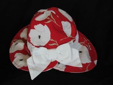 Janie And Jack Red White Floral Hat Size 12-24 Months