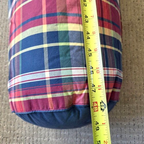 Polo Ralph Lauren Pillow Blue Red Garrison Plaid Large Bolster Body 48" Long LRL - Picture 11 of 11