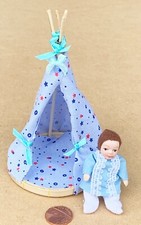 Hand Made Garden Play Tent With Baby Tumdee 1:12 Scale Dolls House Miniature