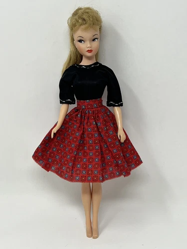 Vintage Barbie Miss Suzette Clothes Little Miss Revlon Doll Dress Red And Black