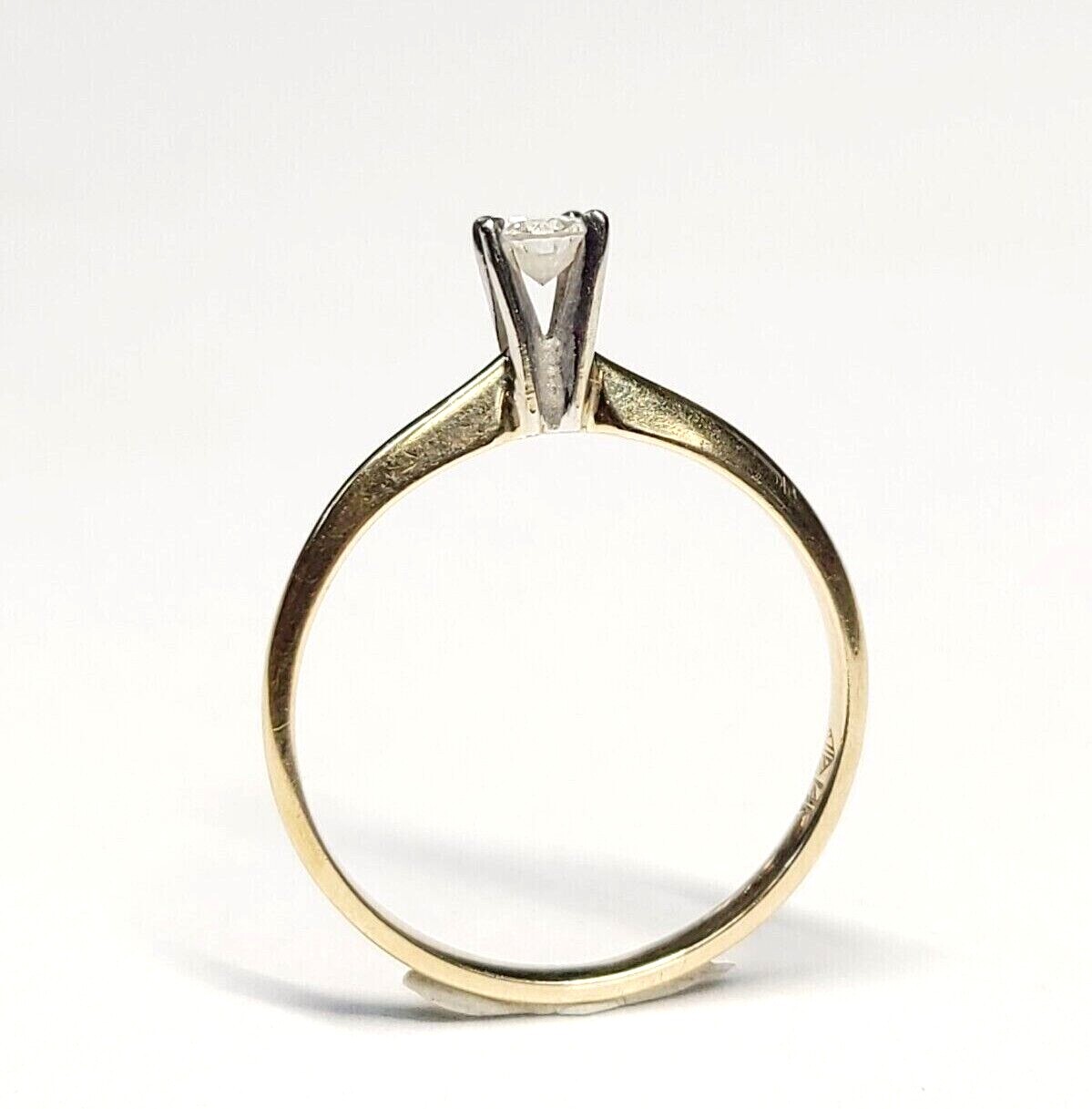 Solid 14K Yellow Gold .15ct Diamond Solitaire Rin… - image 6