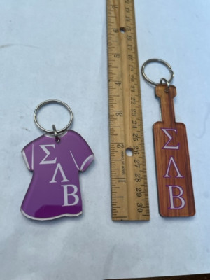 Set of 2 Sigma Lambda Beta Acrylic Key Chains, Fobs, Mirror Back, NOS, RETRO