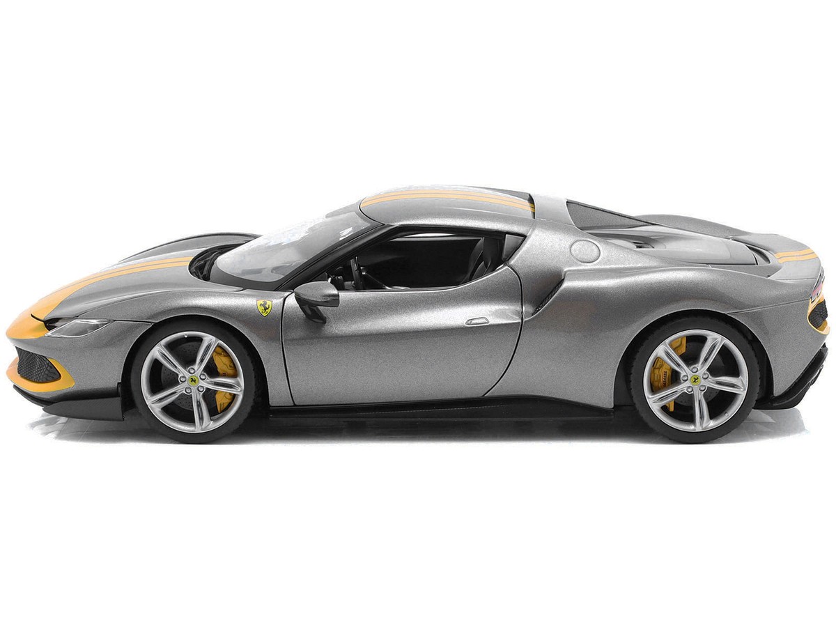 Burago フェラーリ 296 GTB アセット フィオラノ 1/18 グレー Ferrari 296 GTB Assetto Fiorano Gray Metallic with Yellow
