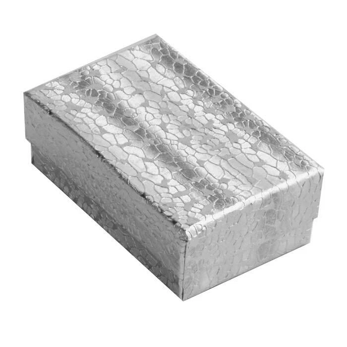 100 Silver Foil Cotton Filled Boxes Jewelry Gift Box 2-5/8" x 1-1/2" x 1" - Image 2 of 4