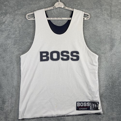 Boss Athletic Sport Tank Top Mens XXL Navy White Reversible Basketball Jersey - 第 2/10 張圖片