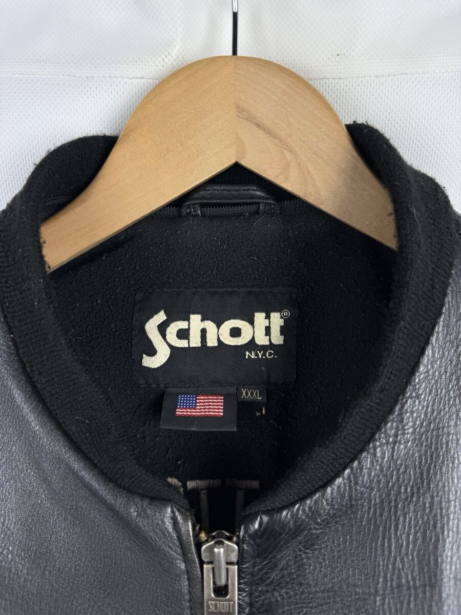 Schott Vintage Men's Cowhide Leather Bomber Jacket Size 3XL Schott Vintage Men's Cowhide Leather Bomber Jacket Size 3XL
