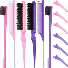 Remerry 12 Pieces Hair Brush Set, Includes 3 Row Salon Teasing Brushes, Double S