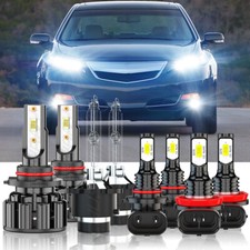 8x Front Led Hid Headlights Hilo Drl Fog Light Bulbs Kit Fit Acura Tl 2009-2014