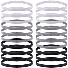 20 Pieces Elastic Sport Headbands Non-Slip Workout Headband Black, White, Gray