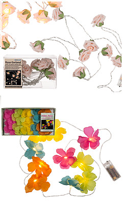 10 LED Lichterkette an Schnur Innen Party Home Deko Rose Blume Girlande