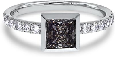 1.35ct Black Lab Grown Diamond Princess Eternity Solitaire Wedding Ring 14K Gold