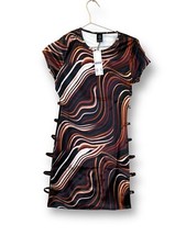 Urban Outfitters Satin Cut Out Mini Dress Brown Swirl Print S