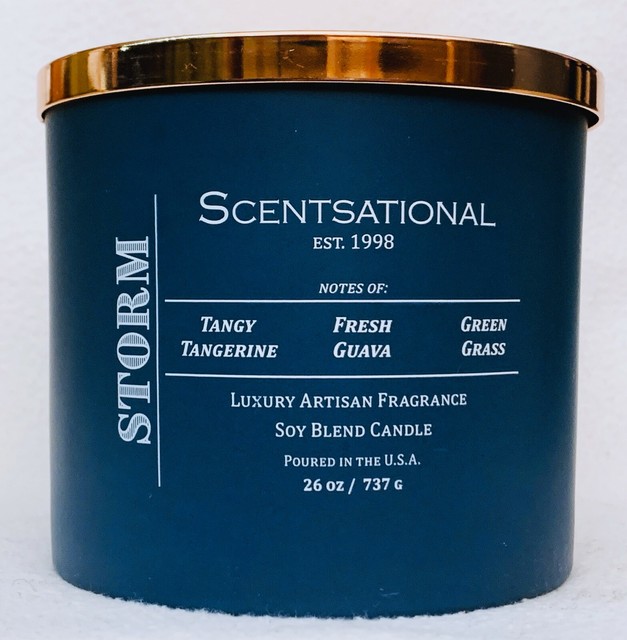 1 Scentsational STORM Soy Blend Large Candle Glass 26 oz eBay