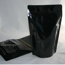 25 Stand up Pouch 6 x 9 Black Heavy Duty w/Zip Lock Top Notch Food Storage Bag