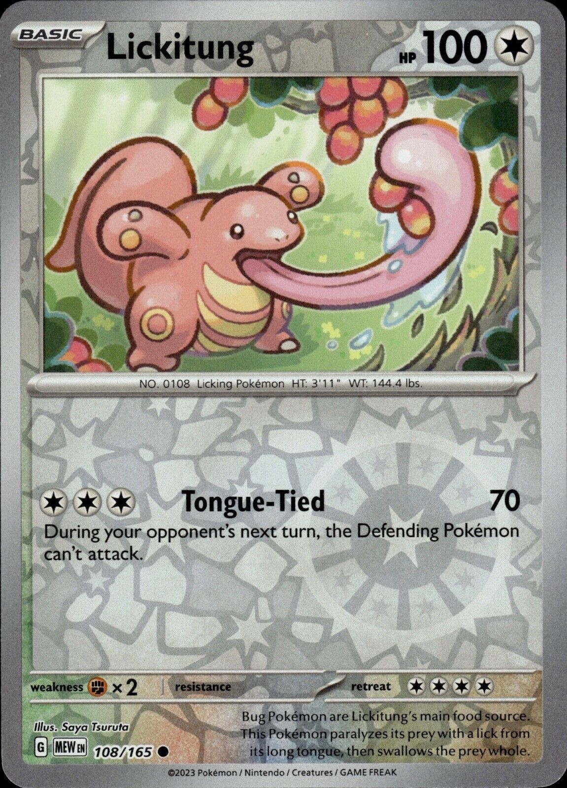 Pokémon 151 - Lickitung 108/165 - Reverse Holo - NM/M