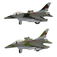 RI Novelty - Pull Back Die-Cast Metal - SET OF 2 F-16 FIGHTING FALCON JETS (6 in