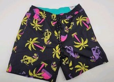 No Boundaries Mens Small 28-30 Black Dinosaur Sunset Swim Trunks Swim Shorts