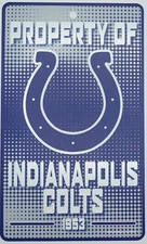 NFL Indianapolis Colts Wincraft 7.25" X 12" Plastic "Property Of Sign" NEW!