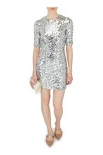 Dolce & Gabbana Silver Sequin Short Sleeve Dress Size 36/US 0 $2,195