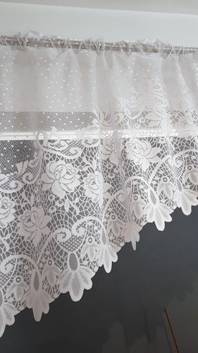 Jardiniere Jacquard Kitchen Net Curtain White Ready to Hang Ready Made - Picture 78 of 86