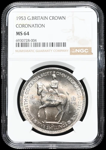 GREAT BRITAIN. Elizabeth II, Coronation Crown, 1953, NGC MS64