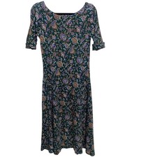 Lauren Ralph Lauren Dress Womens Medium Floral Stretch Jersey Midi Cottagecore