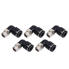 Push to Connect Fittings Elbow 3/8'' Tube OD to 1/4'' NPT Male Thread Black 5Pcs