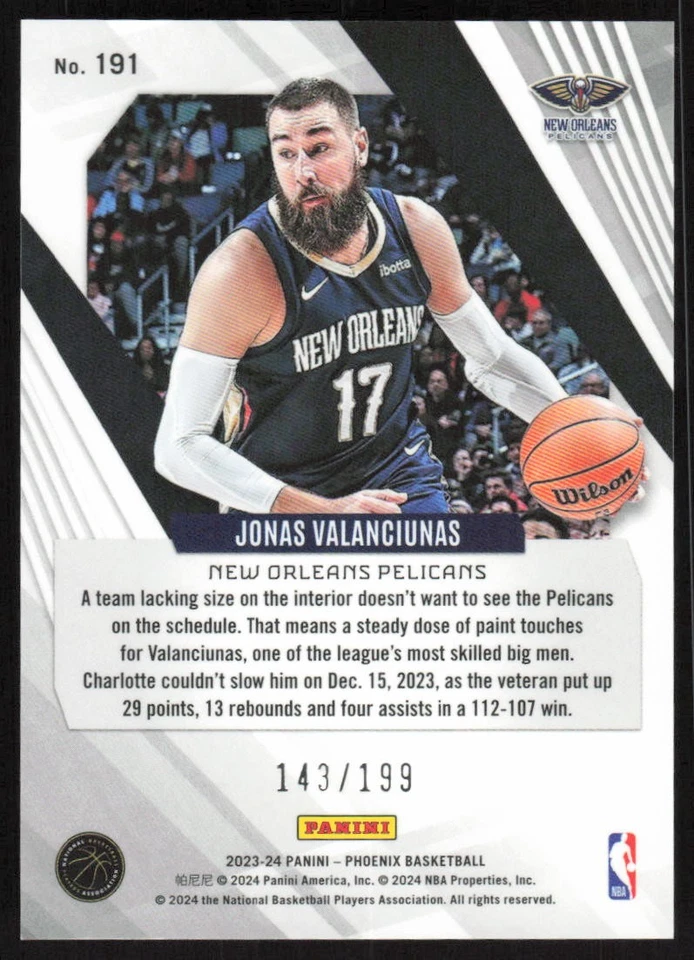 2023-24 Panini Phoenix Red #191 Jonas Valanciunas /199 New Orleans Pelicans - Image 2 of 2