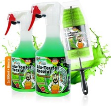 TUGA Alu-Teufel Spezial 2x 500ml Felgen Radkappen Auto Reiniger + Bürste Set
