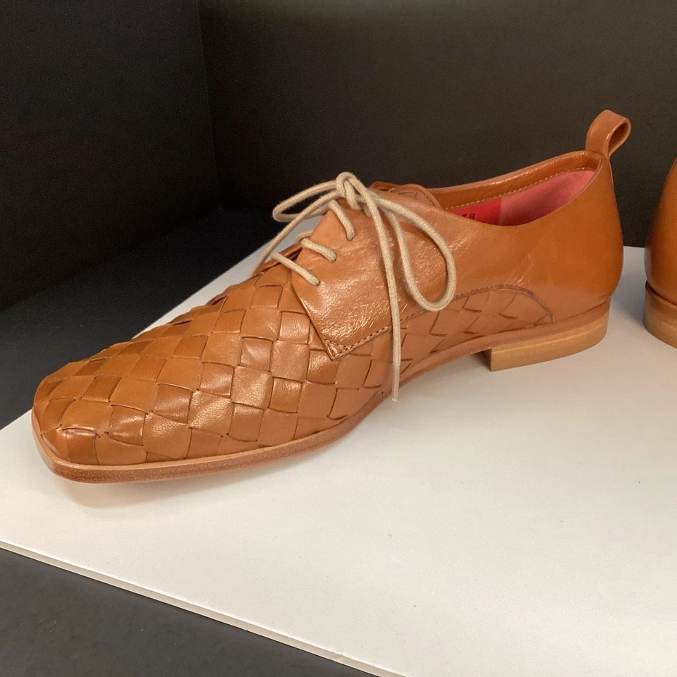 Pas De Rouge Zapatos con Cordones de Cuero Trenzado Tostado para Mujer Talla 39 (UE) Talla 8 (US) Foto 3 de 4