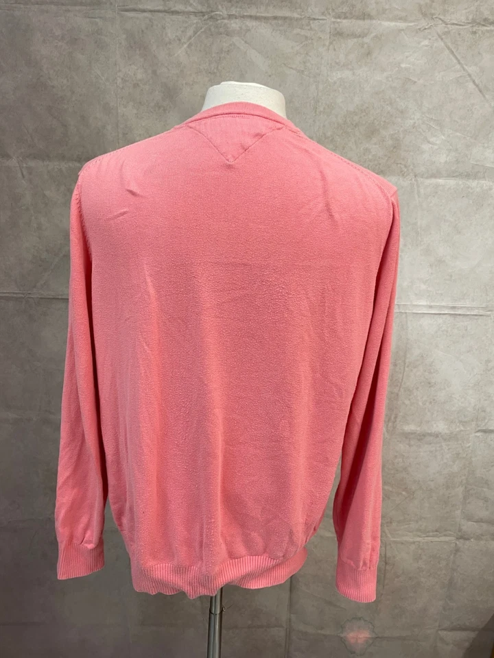 Tommy Hilfiger Hombre Pullover Rosa Manga Larga Cuello en V Talla L Foto 3 de 4