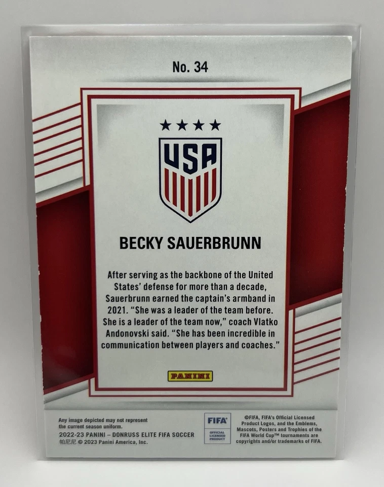2022-23 Donruss Elite FIFA Becky Sauerbrunn Orange Disco #11/35 USA USWNT Thorns - Image 2 of 2