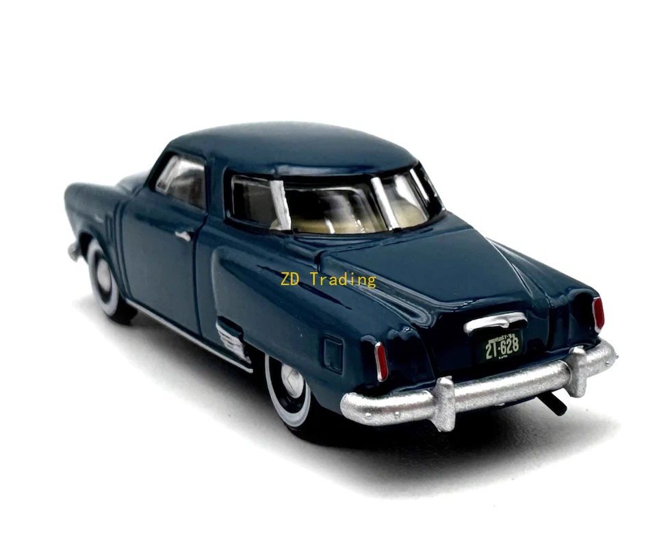 Coche de metal fundido a presión modelo deportivo clásico vintage Studebaker 1950 azul marino ZD 1:87 BN Foto 4 de 4