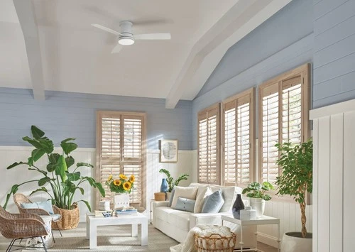 52" Hinkley Trey Matte White Wet Rated LED Hugger Ceiling Fan - Picture 4 of 10