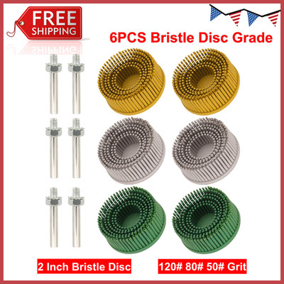 2 Inch Bristle Disc 6PCS Bristle Disc Grade - 120# 80# 50# Grit Abrasive Coating