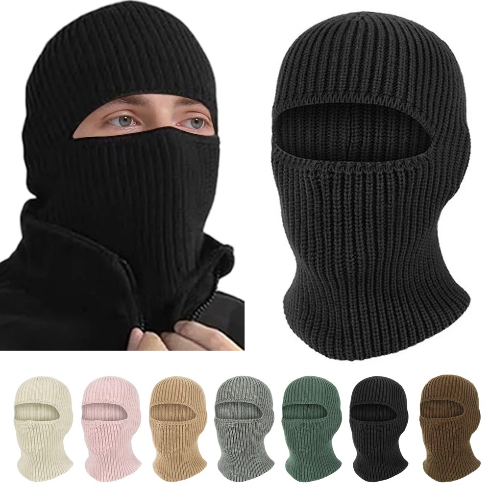 Winter Ski Mask 1 Hole Knitted Skull Balaclava Beanie Hat Men
