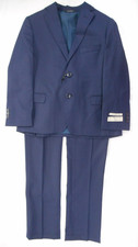 Boys T.O. Navy Blue Jacket  Pants 2PC. Suit Slim  Husky Sizes 4 - 20