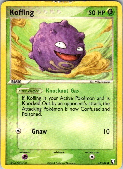 Koffing 61/109 Common Team Rocket Returns Pokemon Damaged