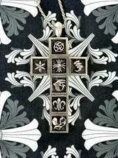 Chrome Hearts 2004 925 Silver Pendant Lucky 7 Emblem Cross Worn