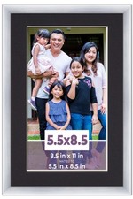 5.5x8.5 Frame Silver With Black Picture Mat For 5.5x8.5 Photo - Silver 8.5x11 Fr