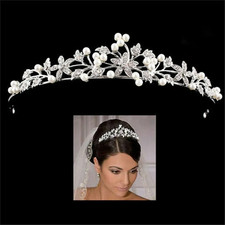 Pearl Rhinestone Bridal Crown Headband Wedding Hair Accessory