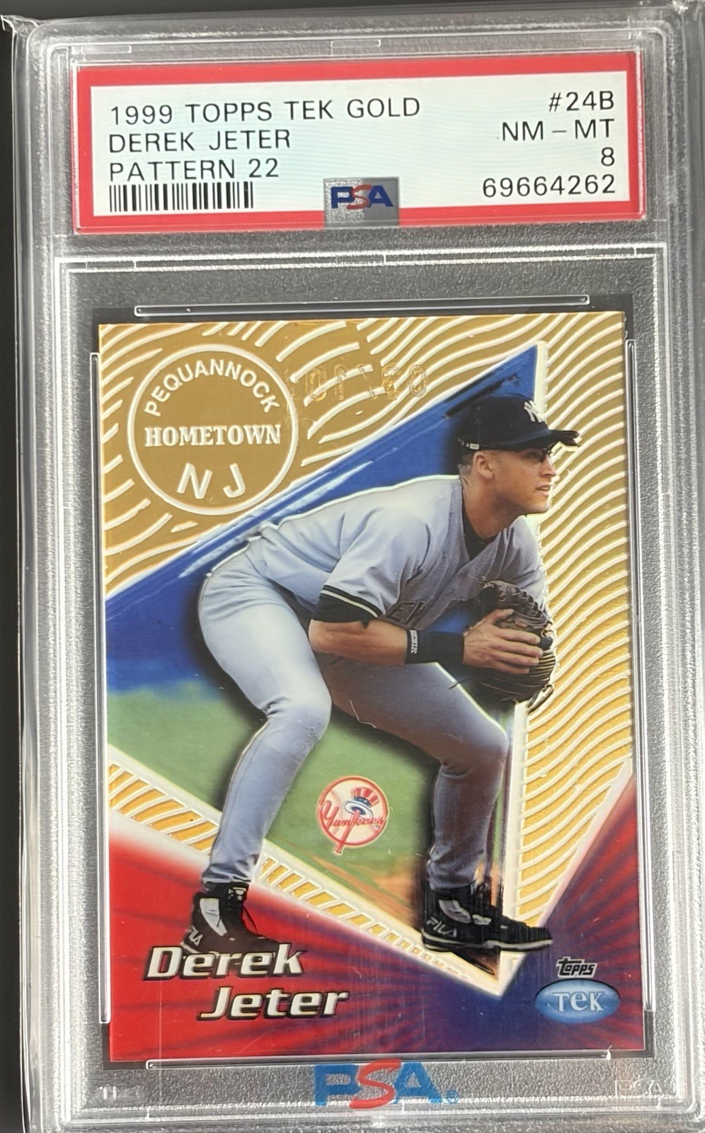 1999 Topps Tek Derek Jeter Pattern 22 Gold #’d 3/10 #24B PSA 8 POP 1 Yankees SSP