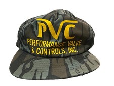 VTG PVC Performance Valve Controls Inc Camo Mesh Trucker Hat Snapback USA Made