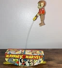 Vintage 1930's  Acrobatic Marvel! Tin Litho Wind Up Monkey Balancing Toy-WORKS
