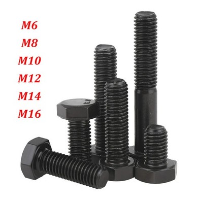 Hexagonal Screw M6 M8 M10 M12 M14 M16 12.9 Grade Black Steel Mechanical Screw