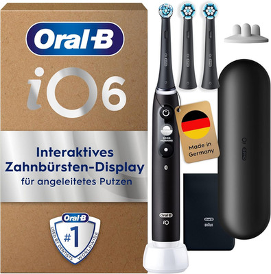 Oral-B iO Series 6 Plus Edition elektrische Zahnbürste 3 Aufsteckbürsten Schwarz
